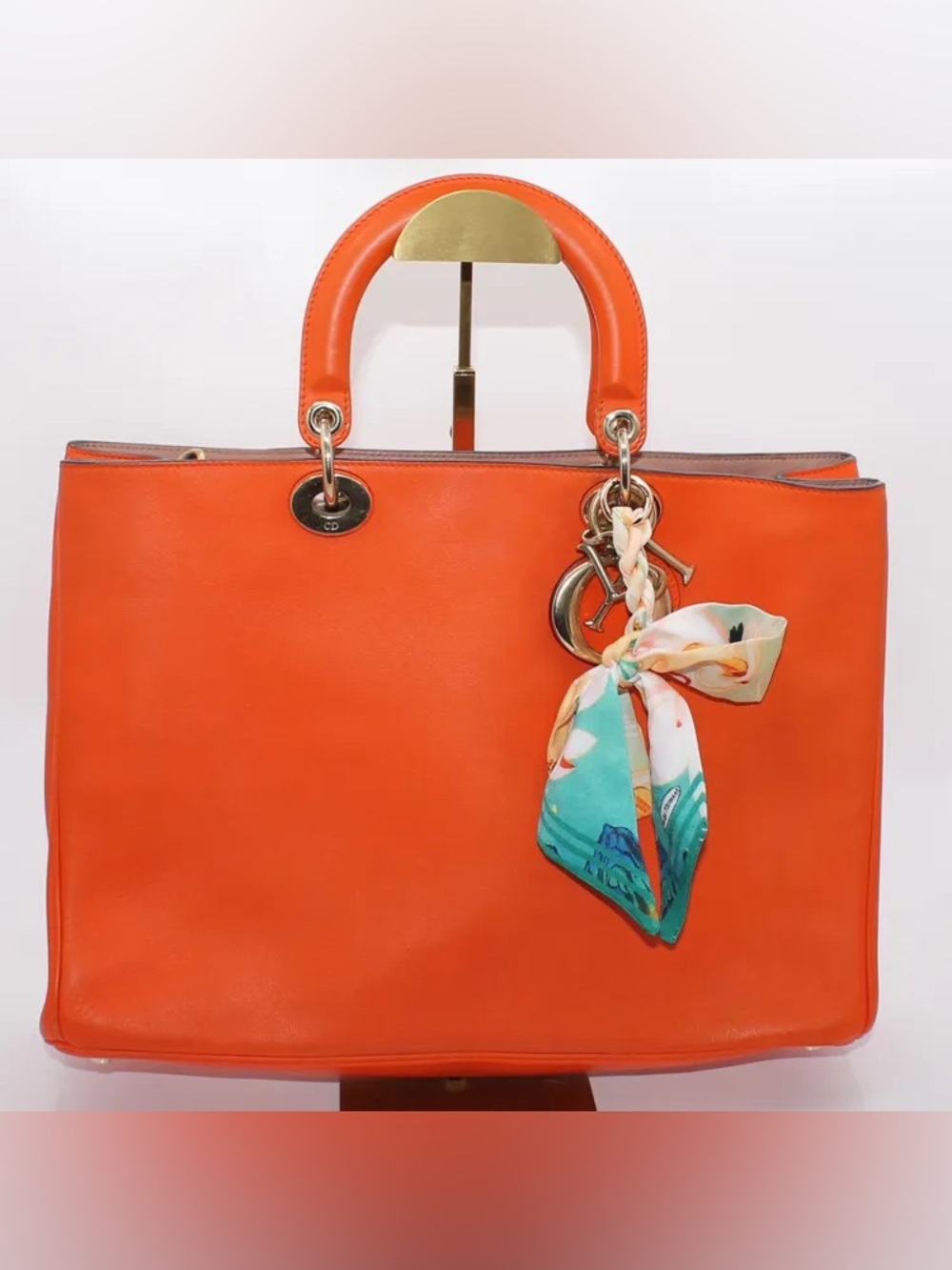 Christian Dior Diorissimo Tot Smooth Calfskin Leather Orange Fair